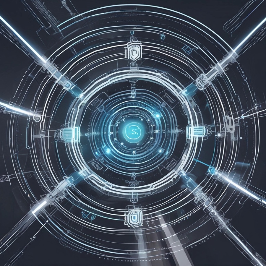 Digital shield of concentric circles and locks protecting a core
